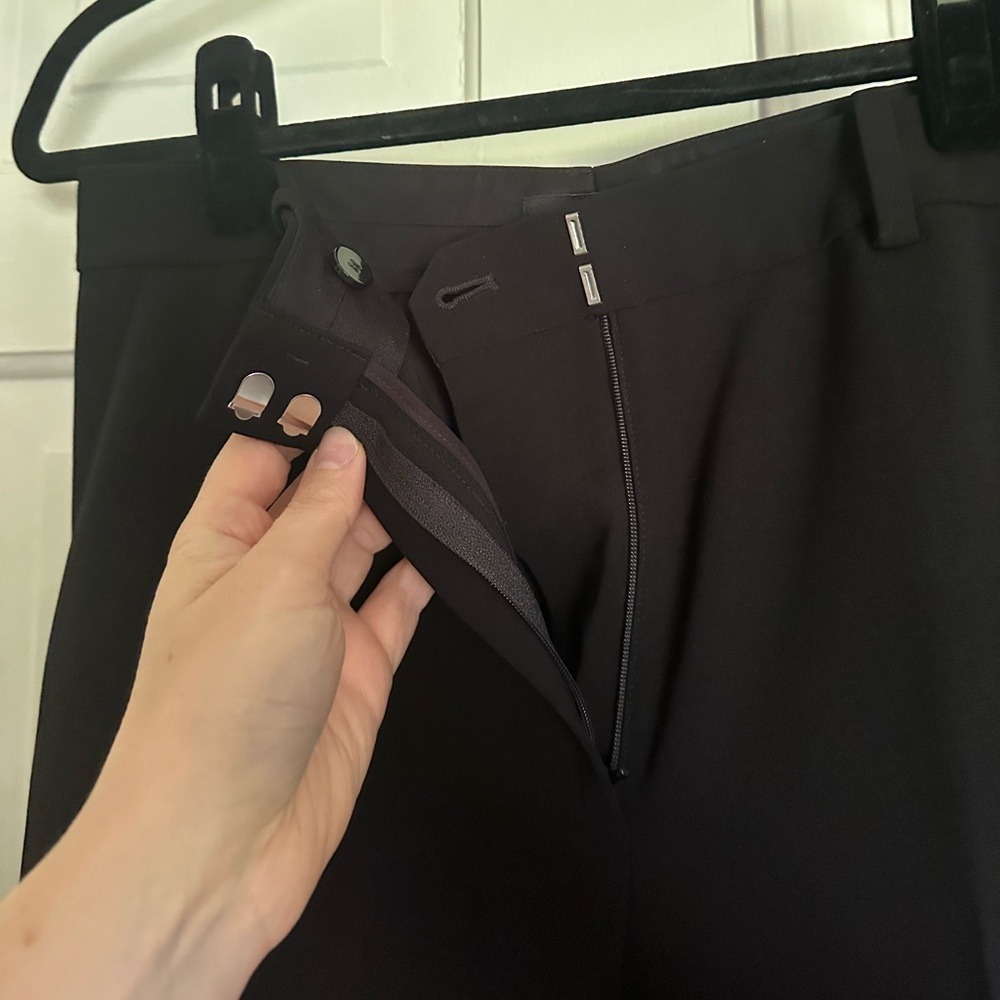 Theory Relaxed Straight Pant Full Length Admiral Crepe Black Trousers Tailored - Picture 8 of 11